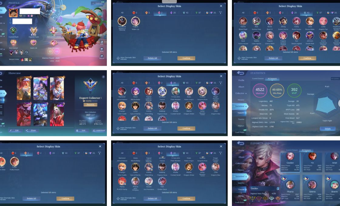 Conta Mobile Legends Lendary | 168 Skins | 100+ Heróis | Main Rotação/Mid