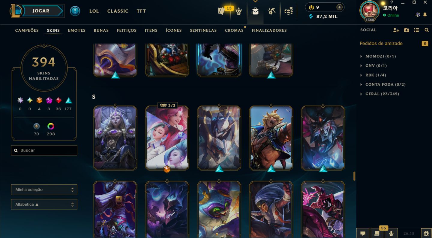 Conta League Of Legends Nv 1368 ( 394 Skins )