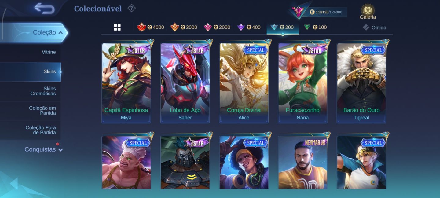 CONTA MOBILE LEGENDS 418 SKINS | 118K COLEÇÃO