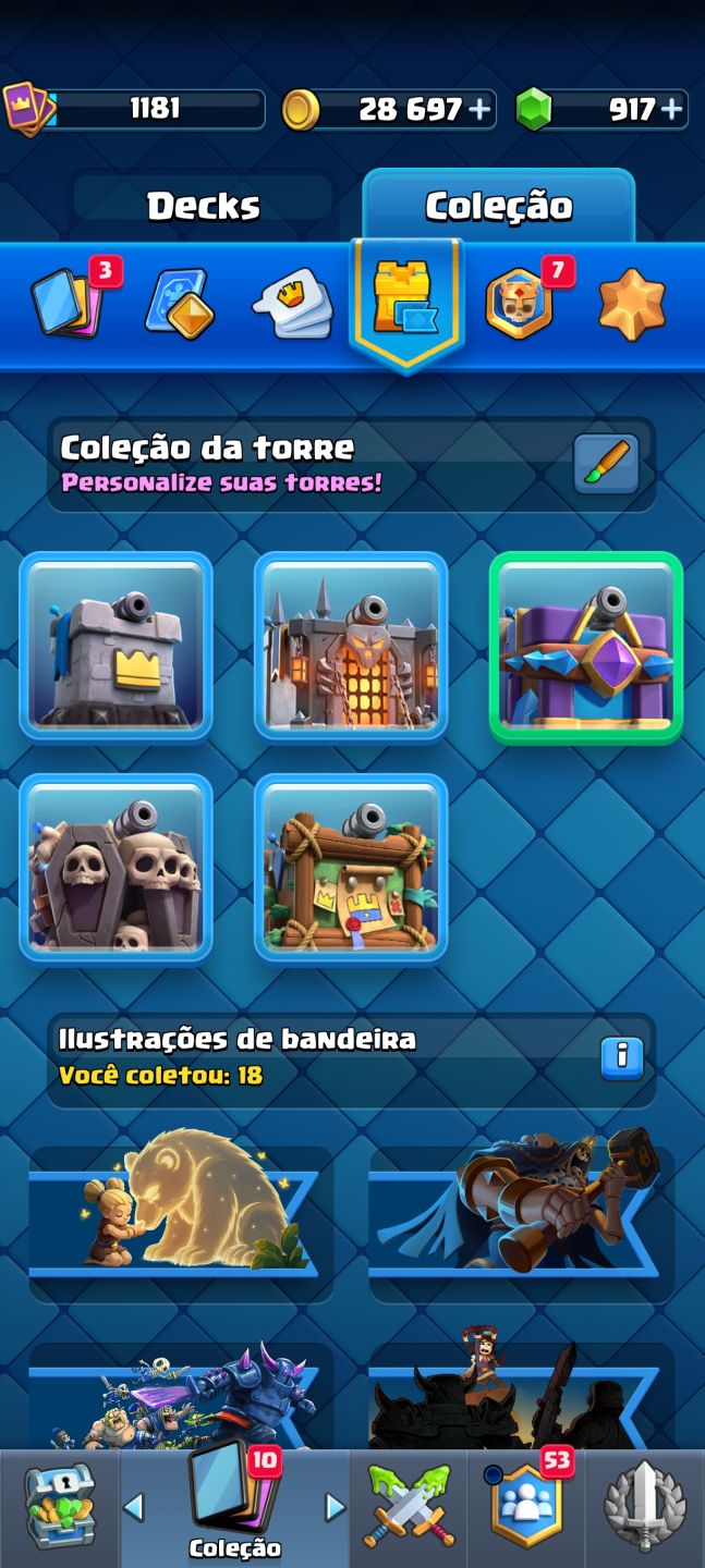 CONTA CLASH ROYALE | 9.476 TROFÉUS | 116/123 CARTAS | 917 GEMAS | 24 EMOTES