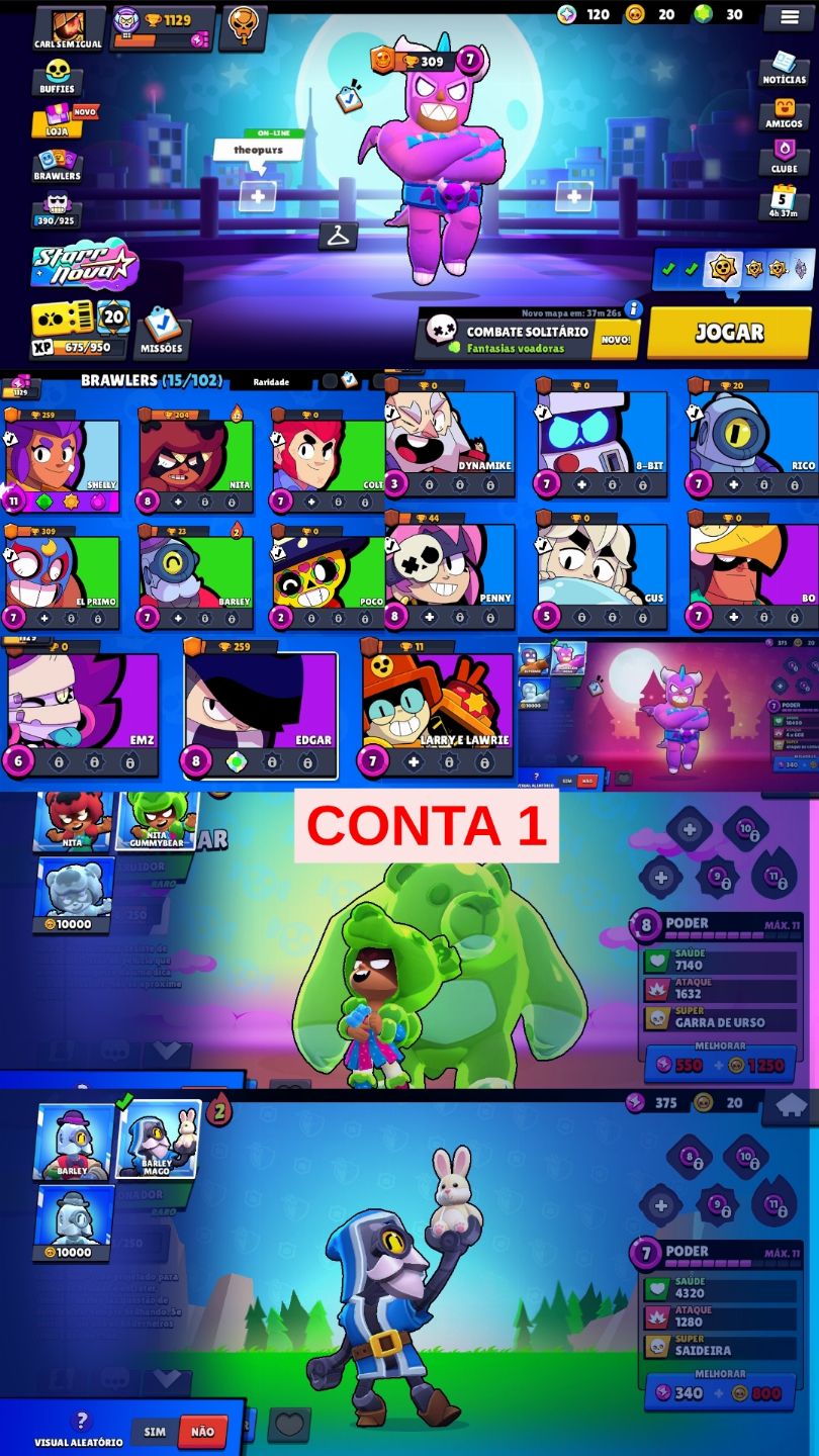 CONTAS BRAWL STARS PARA INICIANTES (FULL ACESSO)