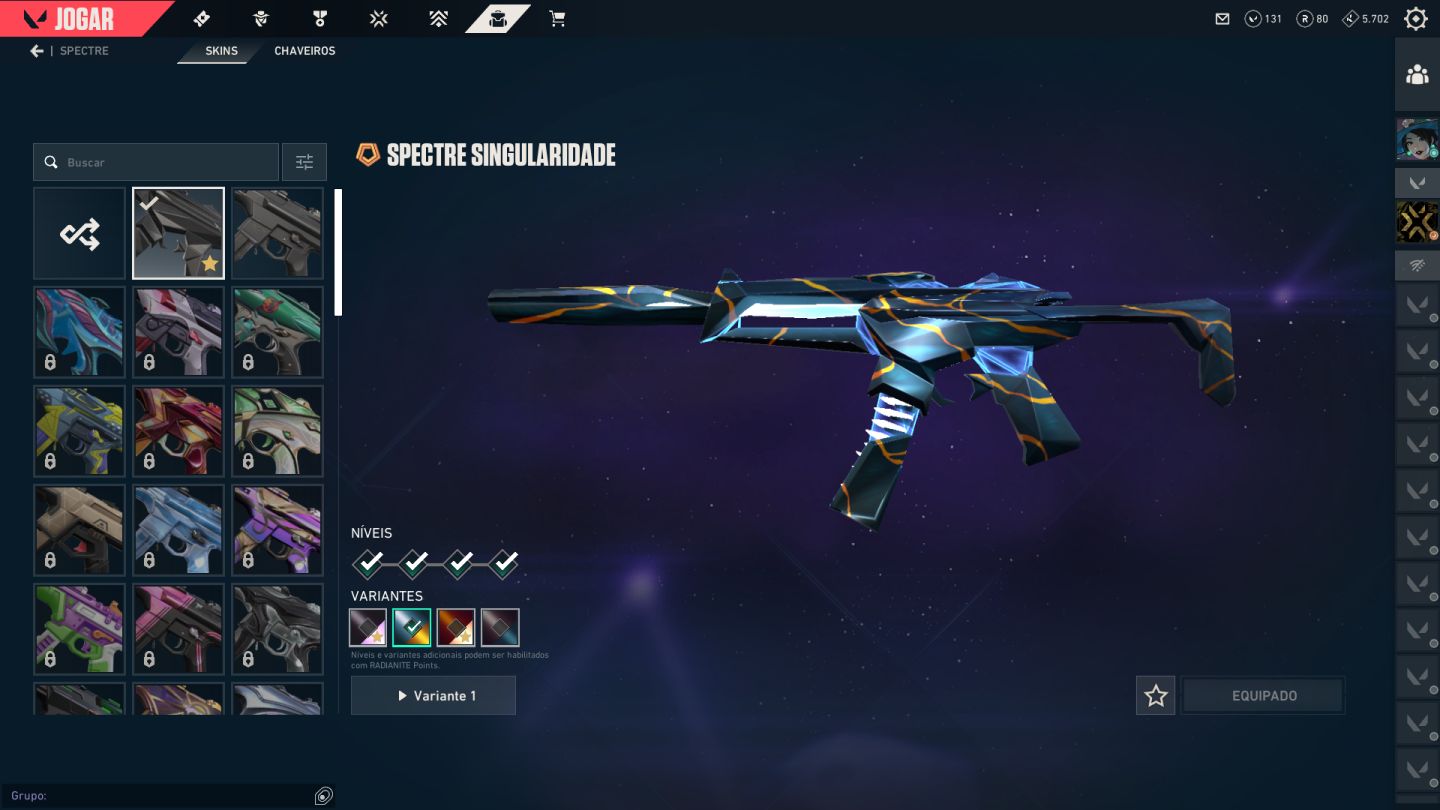 Conta valorant com varias skins com gaia e canivete singuralidade