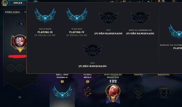 Conta league of legends, lvl 44, plat 3
