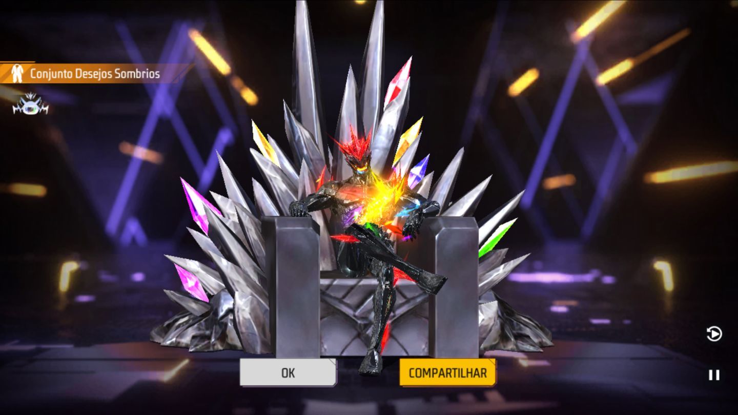 [MELHORES CONTAS] CONTA FREE FIRE LV15+300 DIAMANTES+SKIN REI CAVEIRA+TROCA NICK