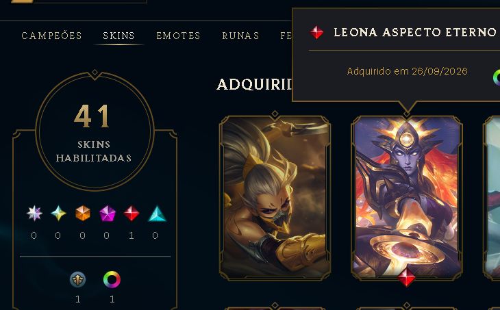 Conta de League of Legends LV20 Skin Leona Aspecto Eterno