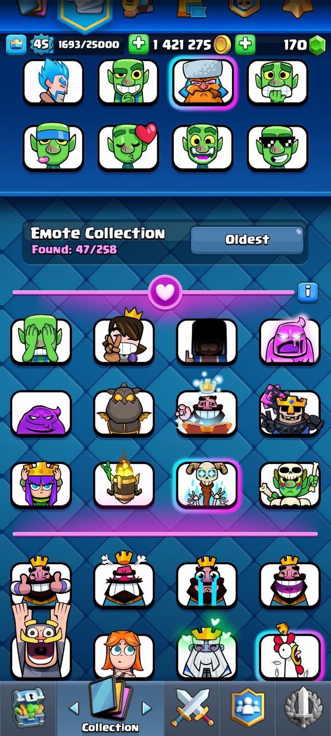 Clash Royale com muitas cartas(menos as mais recentes) muitas evoluções de tropa