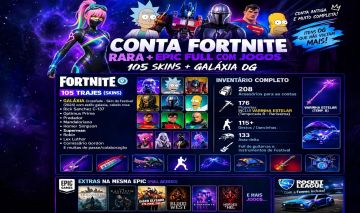 [VENDA] CONTA FORTNITE RARA + EPIC FULL COM JOGOS - 105 SKINS + GALÁXIA OG