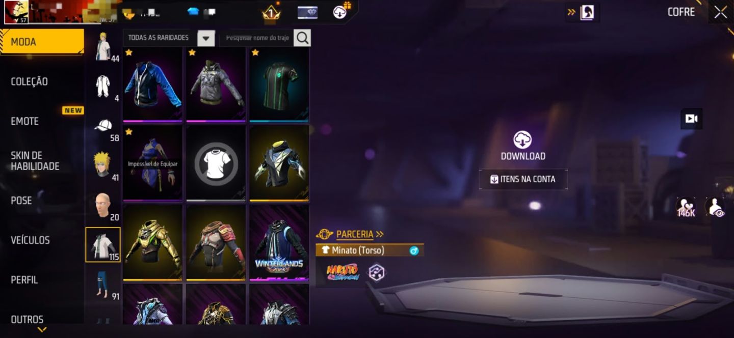 Conjunto Minato + Punho Soberano + UMP, MP40 e XM8 Atributadas Permanentes