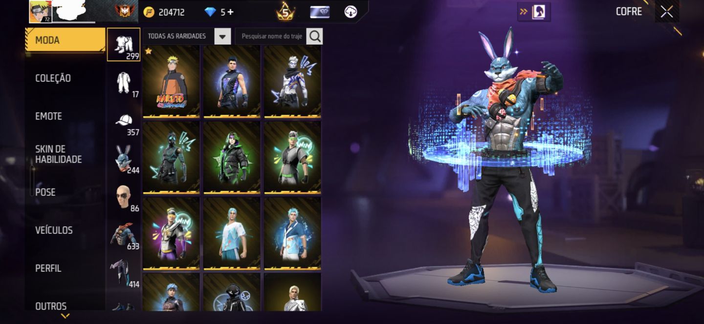 FREE FIRE PRIME 5 | 633 PEITORAIS | 414 CALÇAS | MUITO COISA RARA NA CONTA