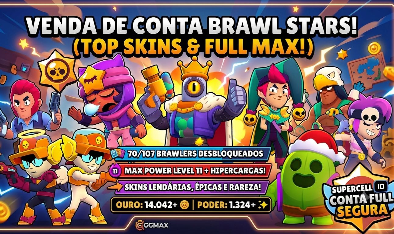 CONTA BRAWL STARS TOP! Vários Brawlers Max, Skins Lendárias & Épicas