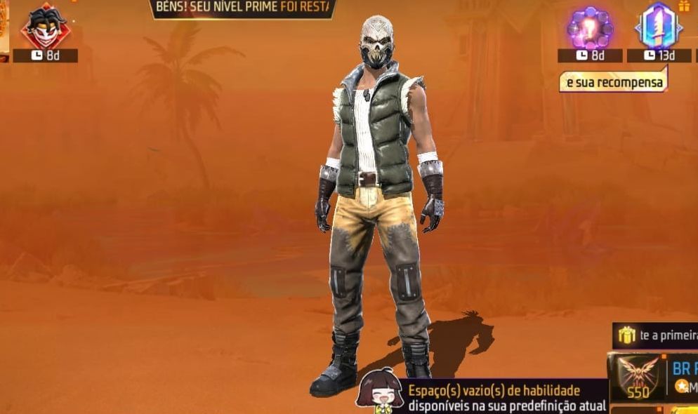 [MELHOR PREÇO]CONTA FREE FIRE+300 DIAMANTES+SKIN REI CAVEIRA+TROCA NICK LV 3/15