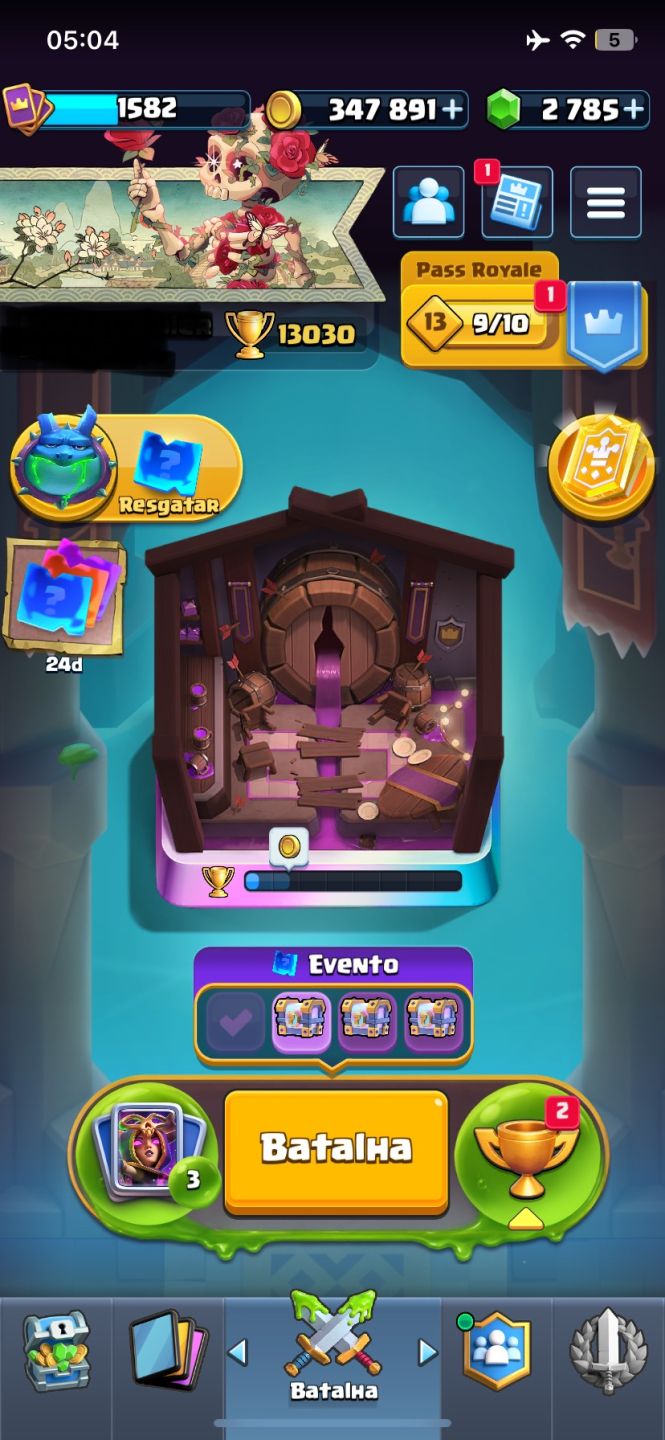 13K | 122/123 CARTAS | 2.785 GEMAS | 347K OURO | 9 CURINGAS EVO