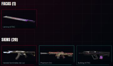 Conta FA de valorant com 20 skins e 1 de faca (3950 vps gastos)