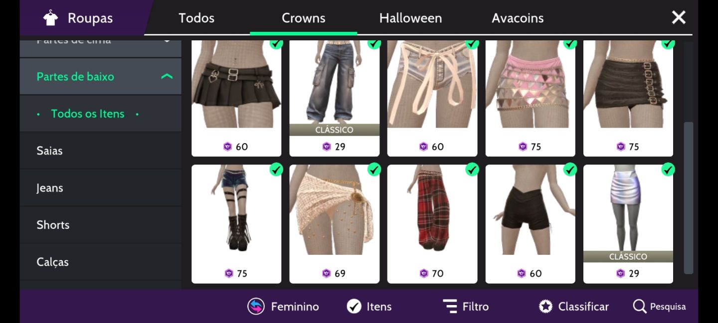 Conta avakin life. Level 53, 70k de Dima, vários itens em crowns.