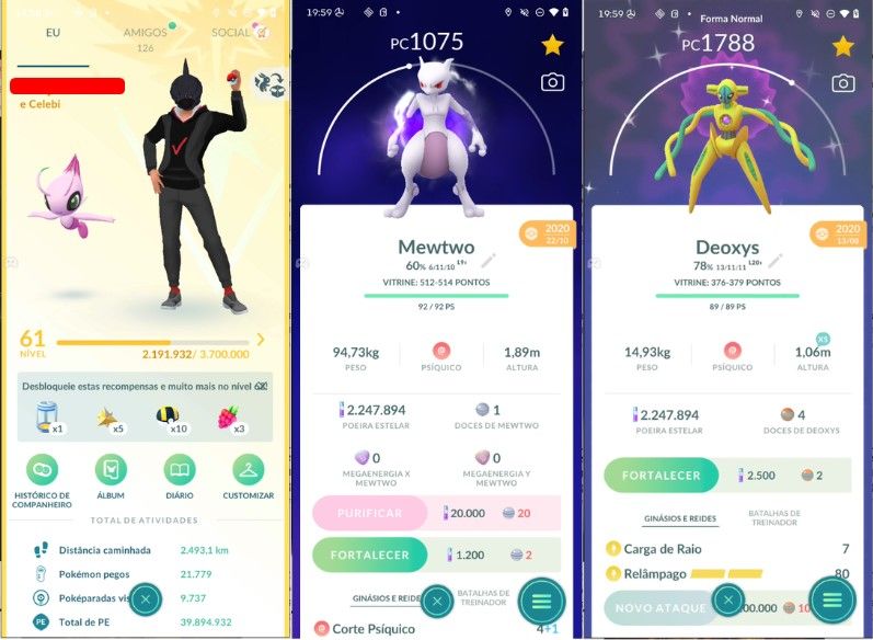 CONTA POKEMON GO LV 61 | 71 LENDARIO | 149 BRILHANTE | CELEBI SHINY | ANO 2016