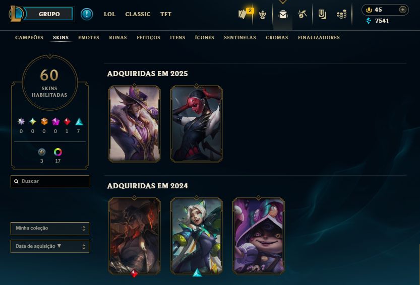 CONTA LOL Diamante 3 - 60 Skins - Lvl 79