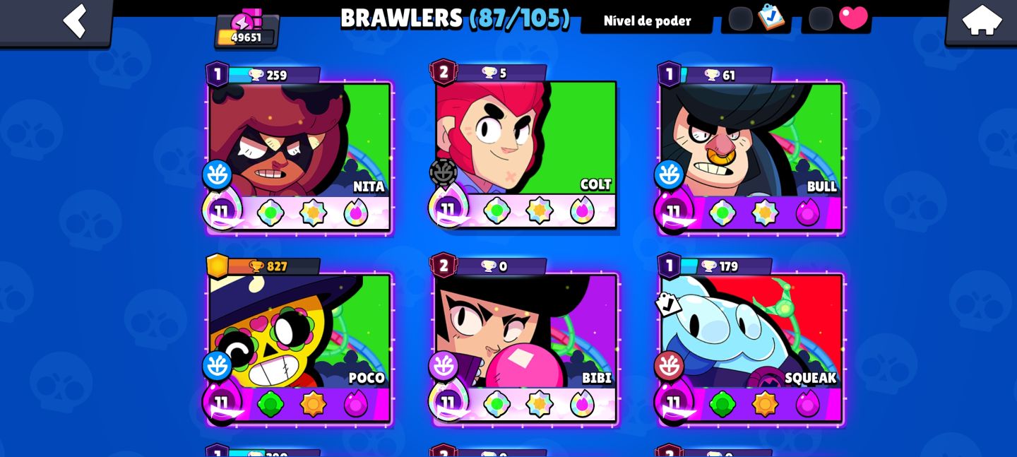 CONTA BRAWL STARS COM 49K DE TROFÉUS, 87 BRAWLERS , 16 LVL 11