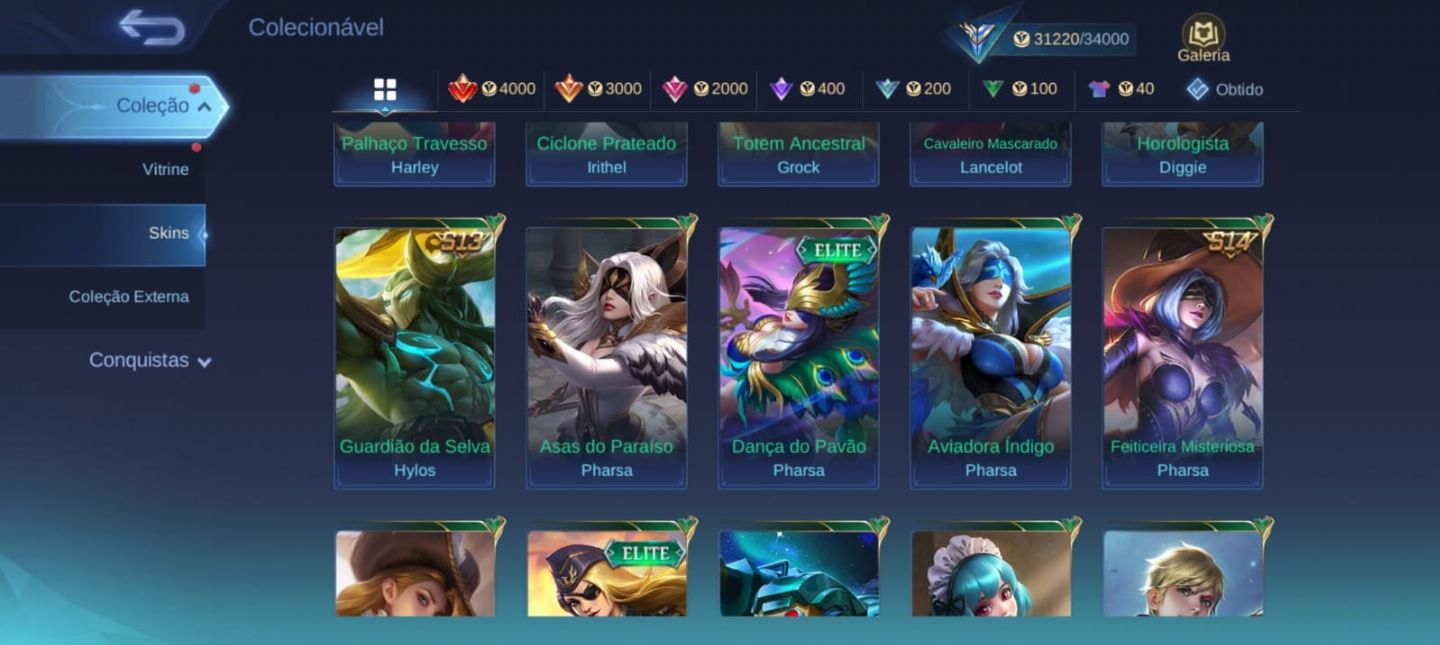 Conta NÍVEL COLECIONADOR MLBB - MOBILE LEGENDS