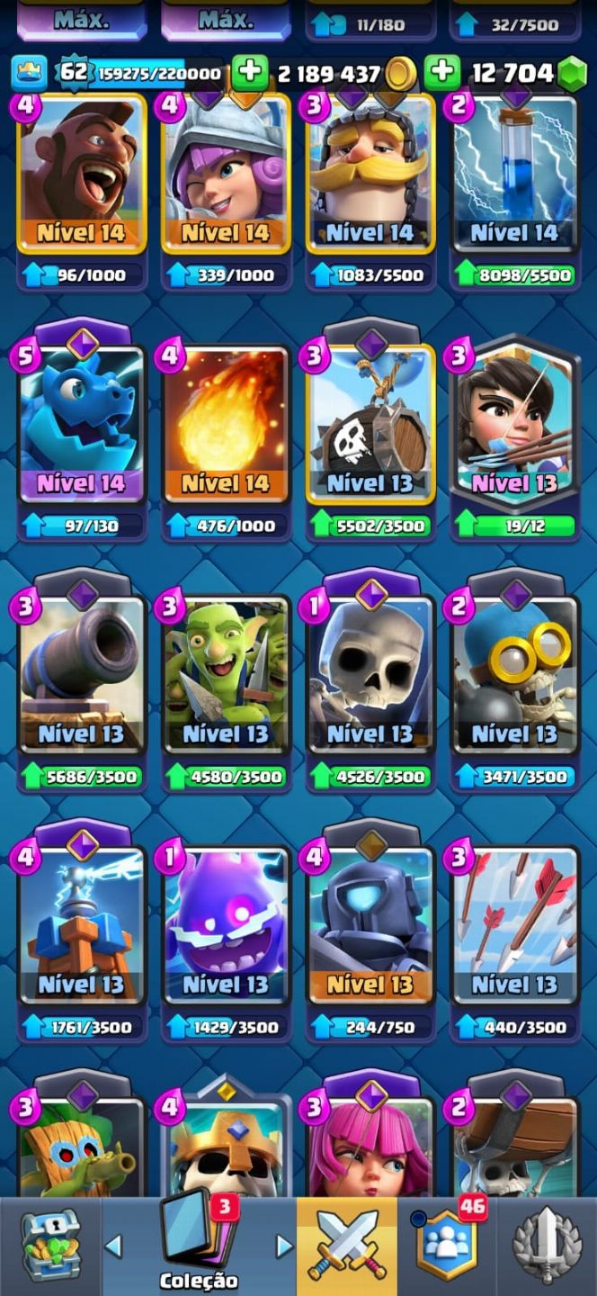 Conta Clash Royale com 12k de gemas + Braw Stars + Clash of Clans