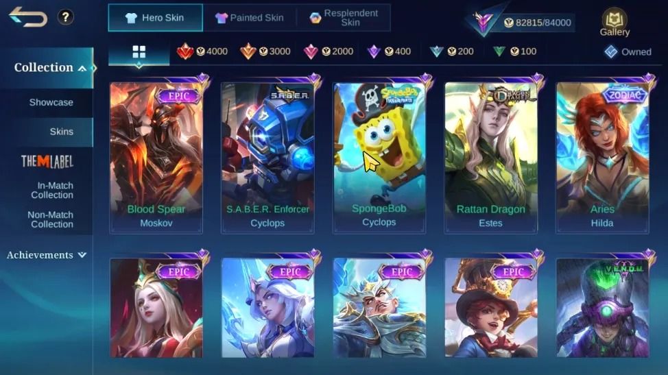 344 SKINS - 4 ZODIAC - FULL HEROIS E EMBLEMAS