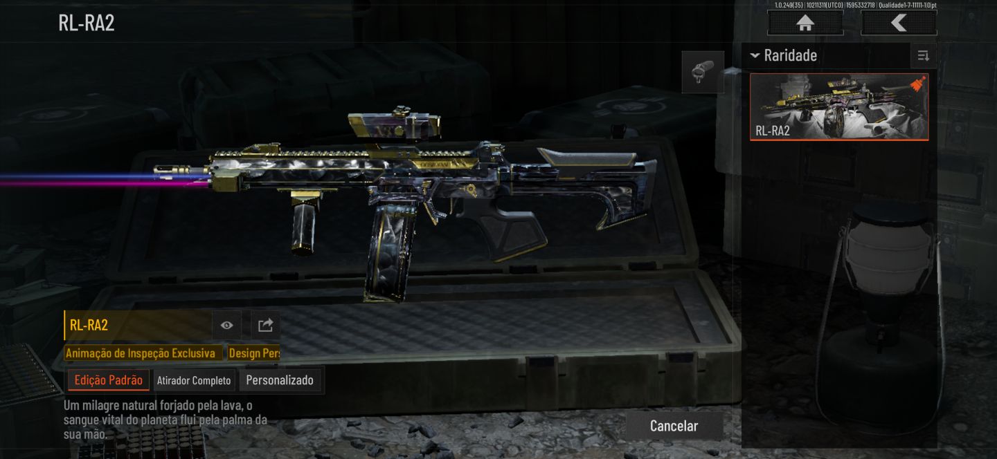 Conta Arena breakout mobile 12 milhões de armazém com skin de armas douradas