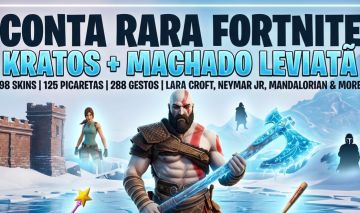 CONTA DE FORTNITE RARA- KRATOS + MACHADO LEVIATÃ + VARINHA ESTELAR + 98 SKINS