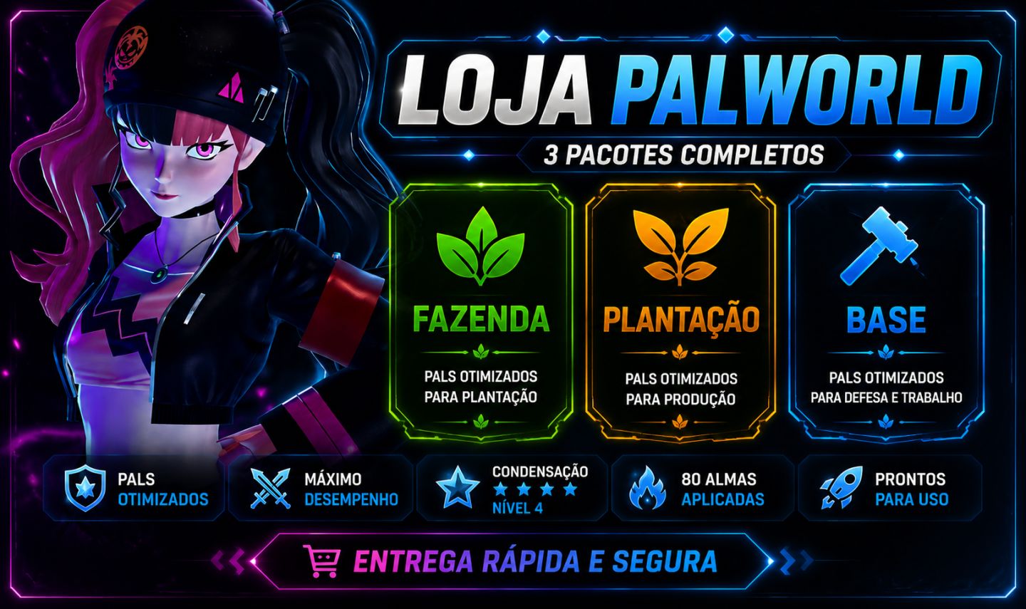 PACOTE FAZENDA/BASE/PLANTAÇÃO - APTIDÃO NIVEL 10 - PALWORLD