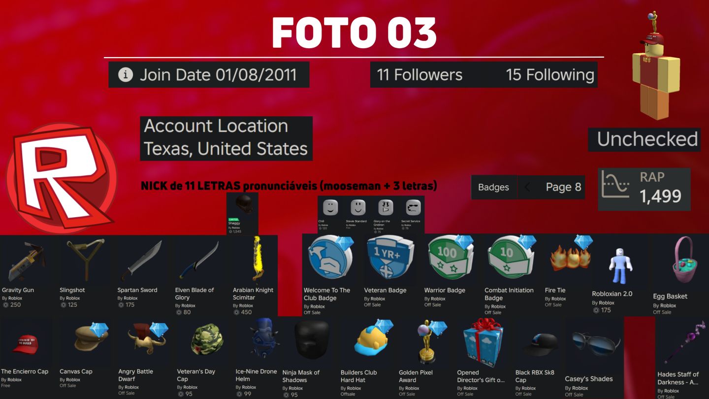 | CONTAS ANTIGAS ROBLOX | CONTA DE 2007, 2008, 2009 E + | ENTREGA AUTOMÁTICA