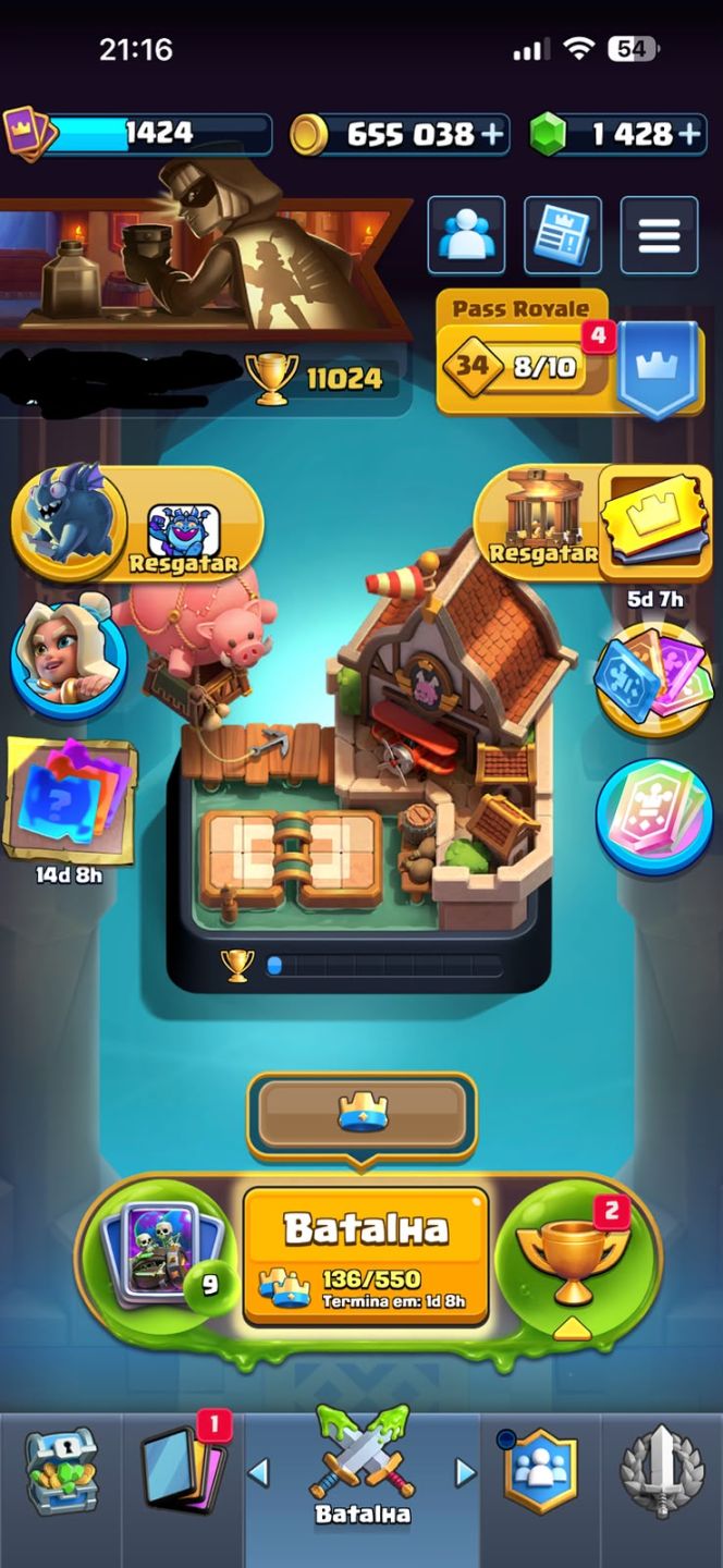 Conta Clash Royale Arena 27 | +1.400 Gemas +11.000 Troféus