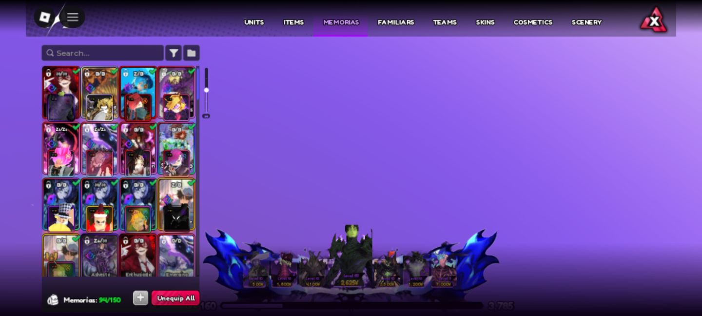 Conta de roblox focada em anime vanguards (18 monarcas e 13.5k rr)