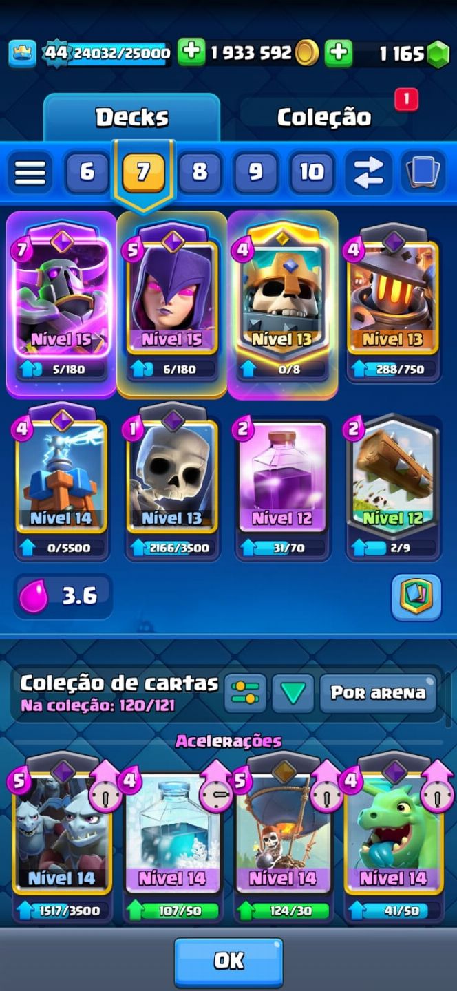 Conta de clash royale com 10K de trofeus e 9 anos