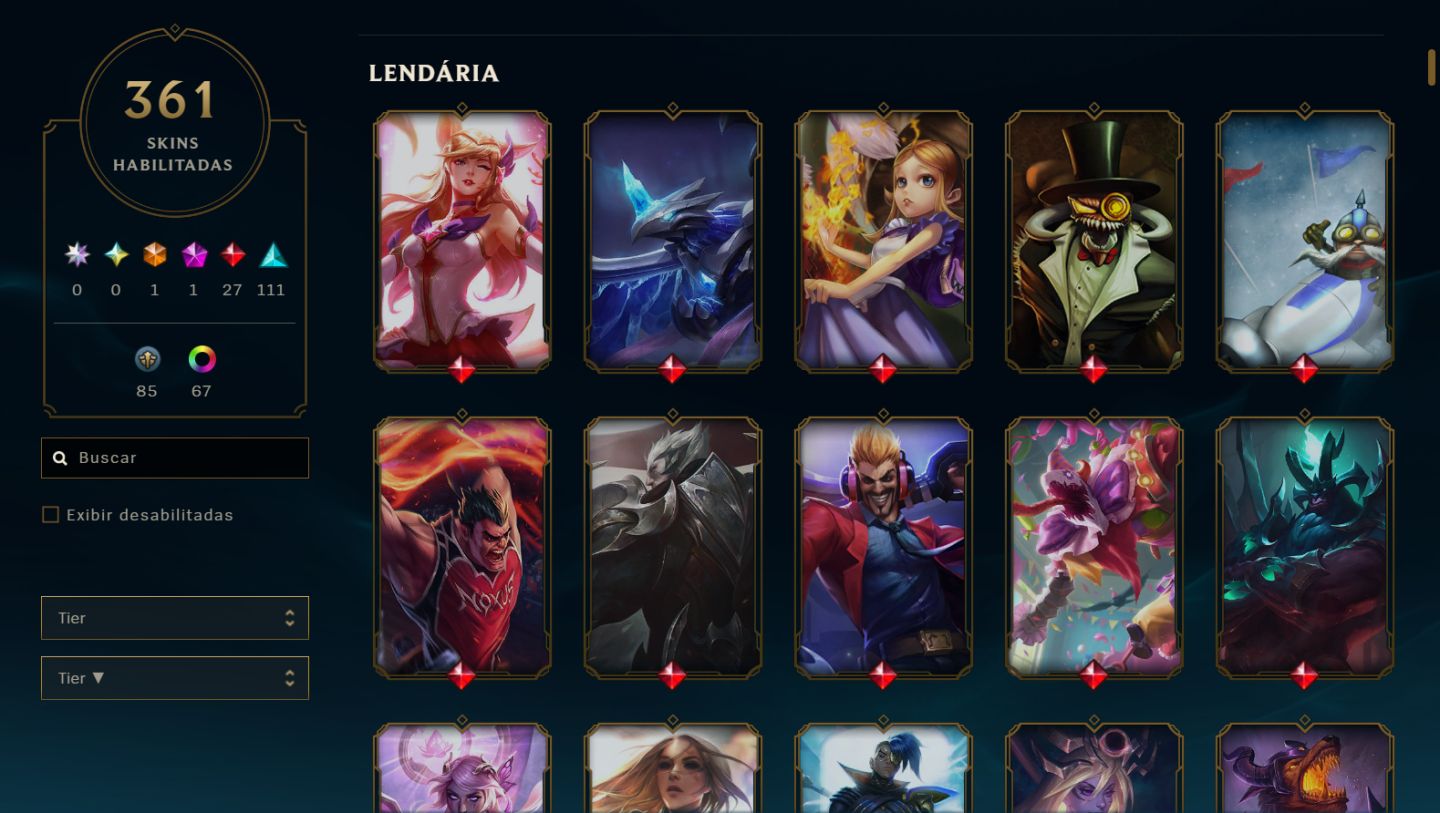 Conta LOL - 361 Skins - ícones antigos