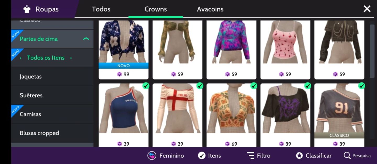 Contas avakin life feminina melhores roupas