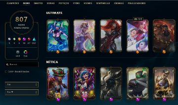 Conta lol esmeralda diversas skins