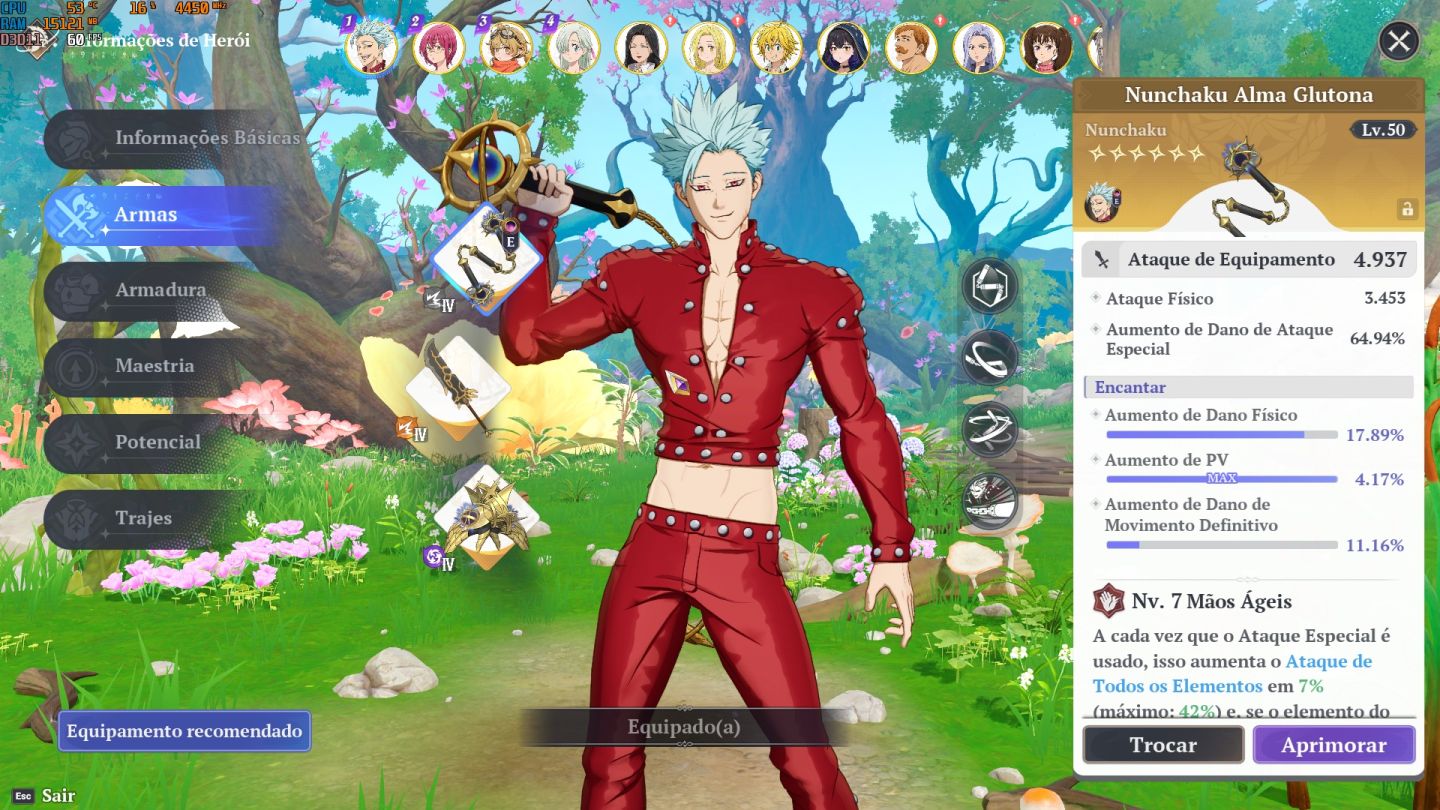 Conta com Merlin P10, Ban P10, Elizabeth P10, Todos SSRs , 7DS ORIGIN