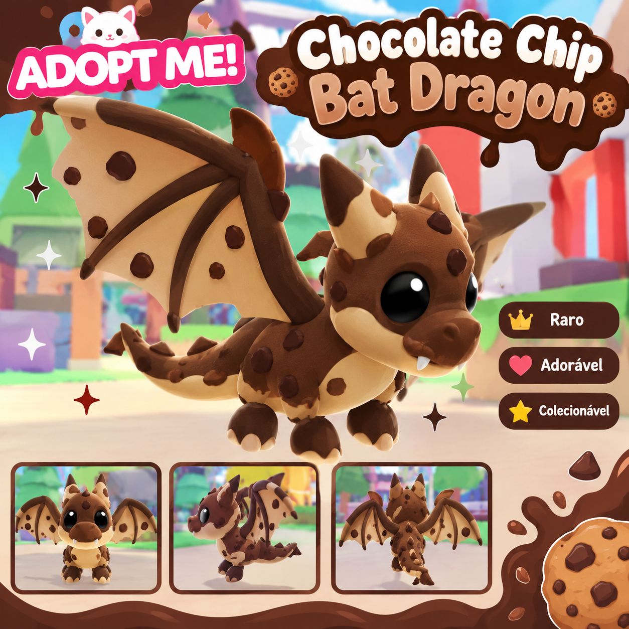 Adopt me Strawberry bat dragon ou Chocolate Chip Bat Dragon