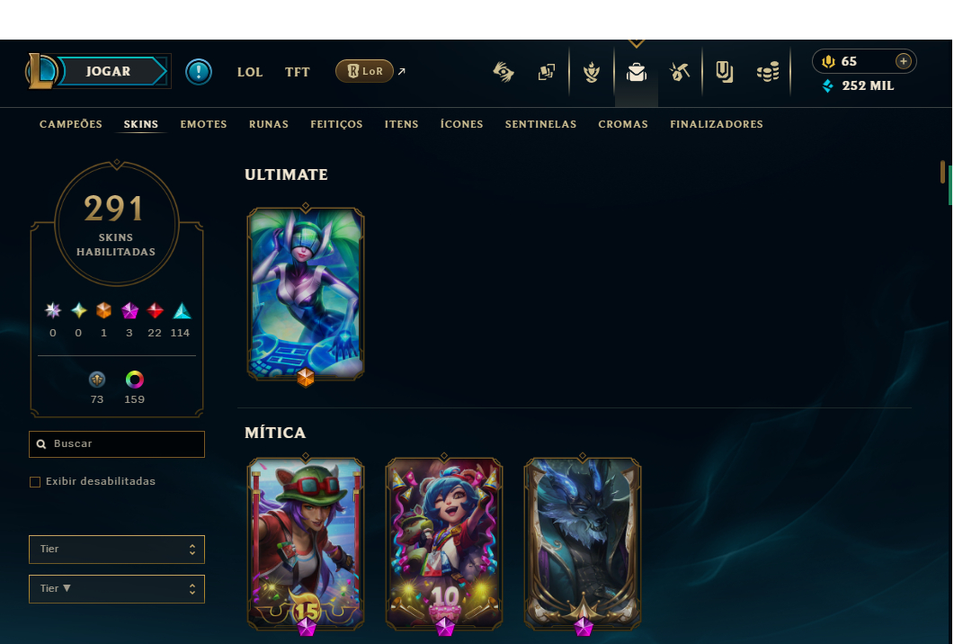 Conta LoL Mono WW / 1,2kk Maestria / 252k EA / SKIN 291/ LVL667