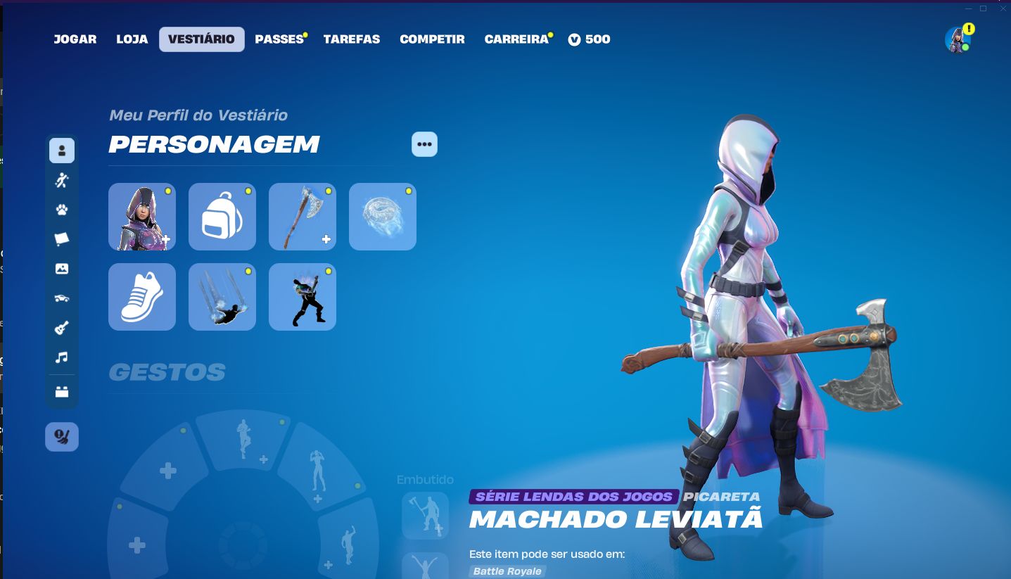 Conta OG de fortnite, machado do kratos, glow, e outras 150 skins