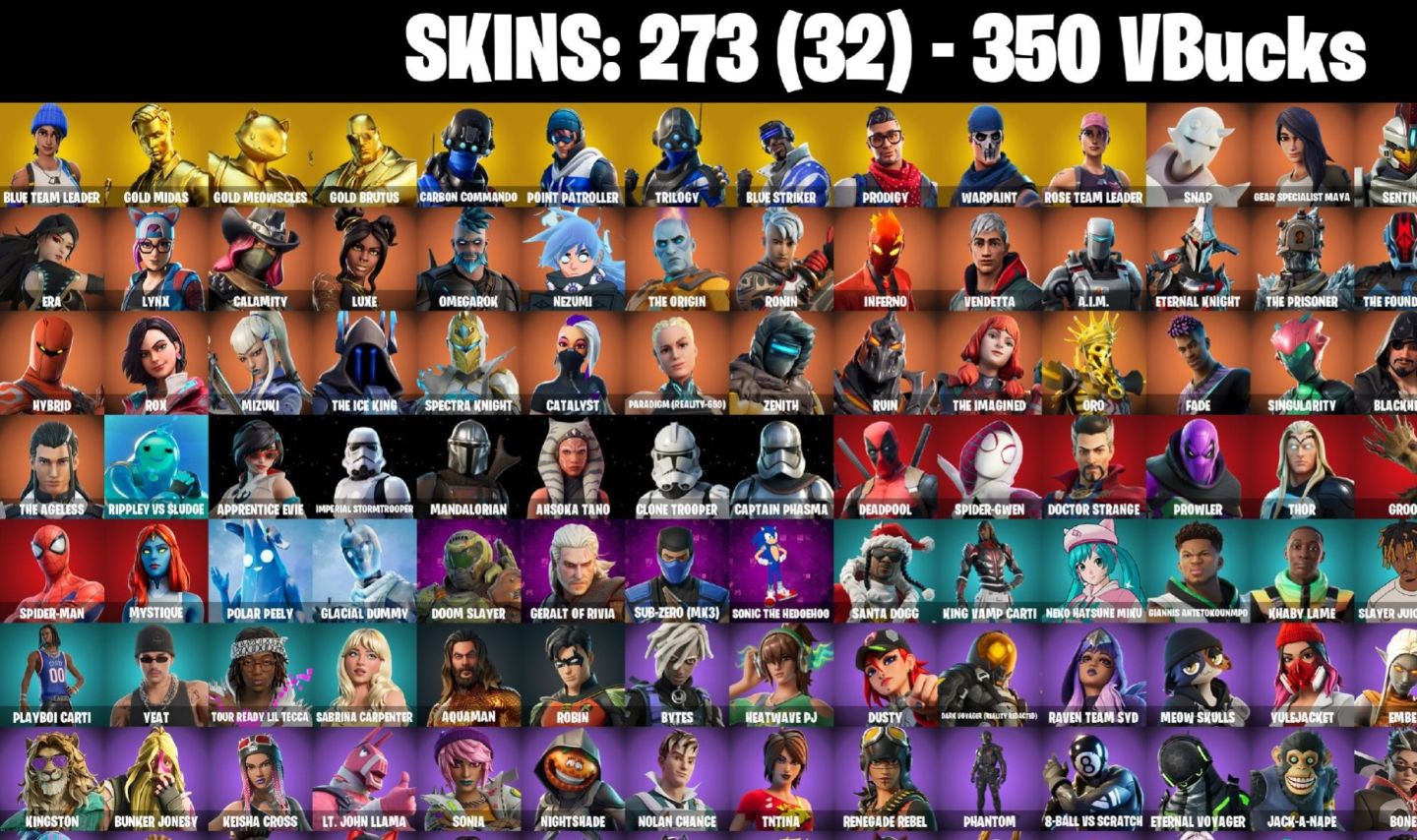 273 skins | OG STW | Blue Team Leader | Gold Midas MUITAS DANÇAS
