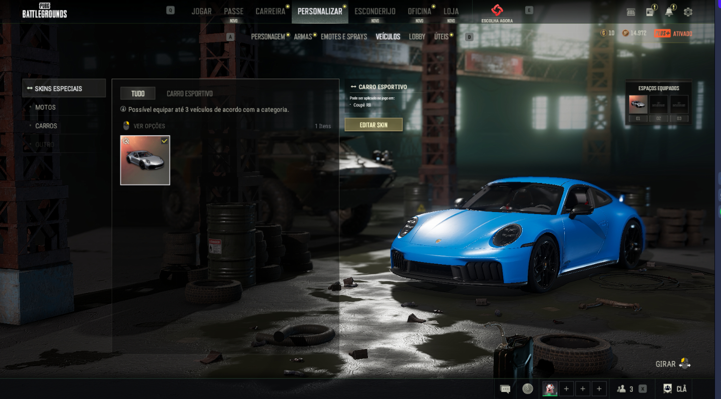 CONTA PUBG [PC] COM 6 PROGRESSIVAS E PORSCHE, DIVERSOS ITENS PARA CRIAR
