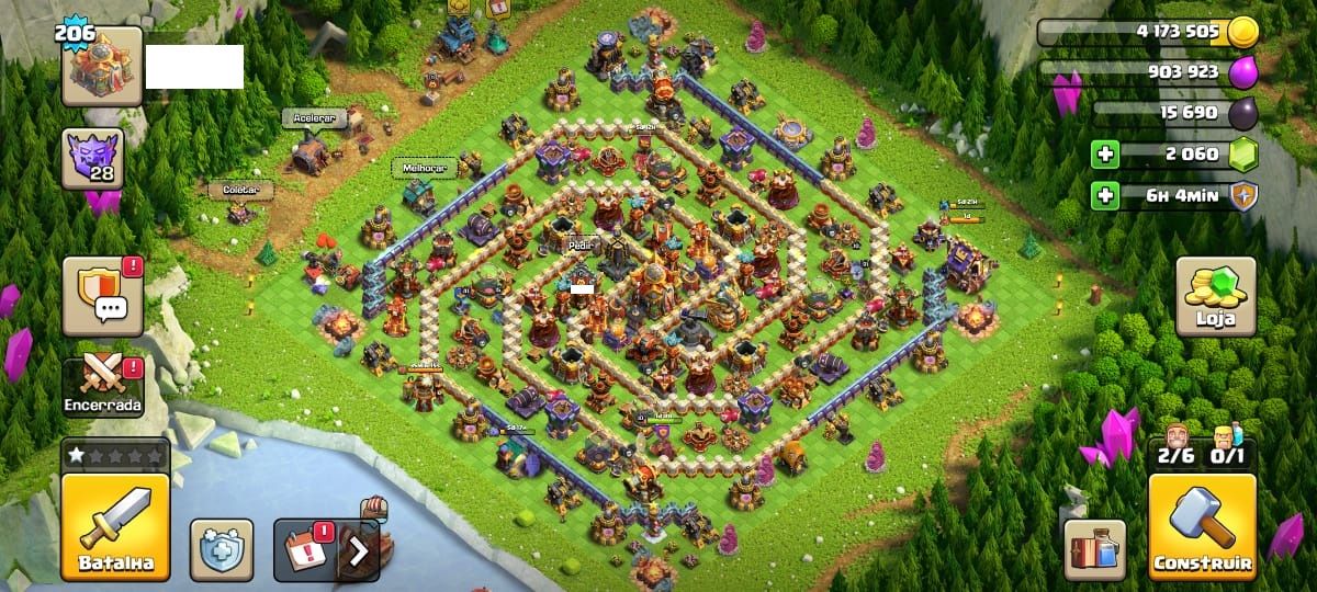 CV16 Quase Full|Defesas FULL|Skins Lendárias|Ferreiro Top|2060 Gemas|XP 206