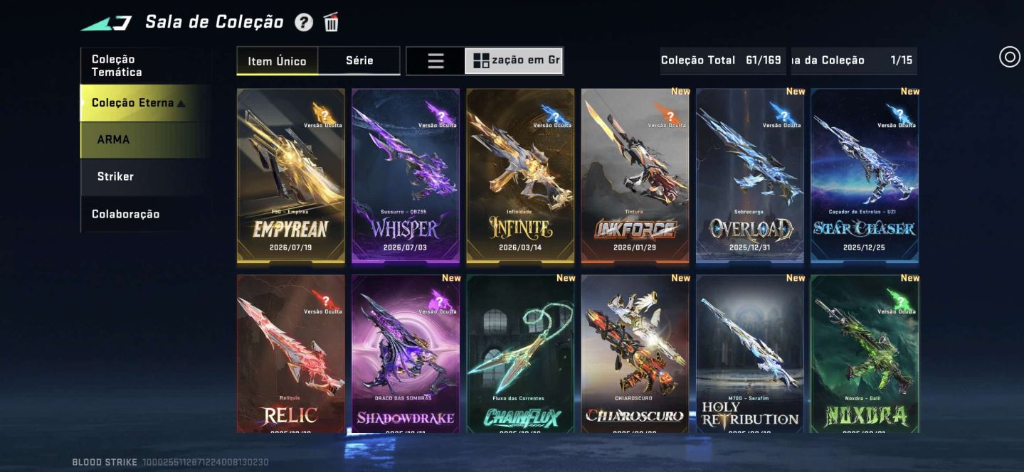Conta de BS bem cuidada com várias skins evo e eternas