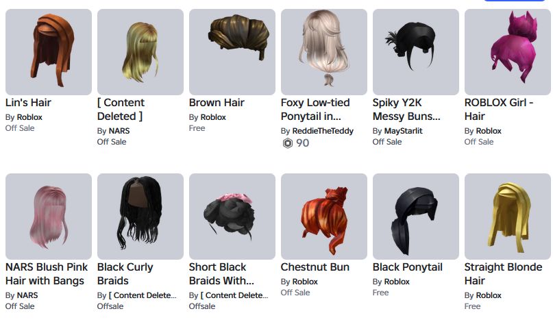 Conta roblox com skins femininas com itens em alguns jogos