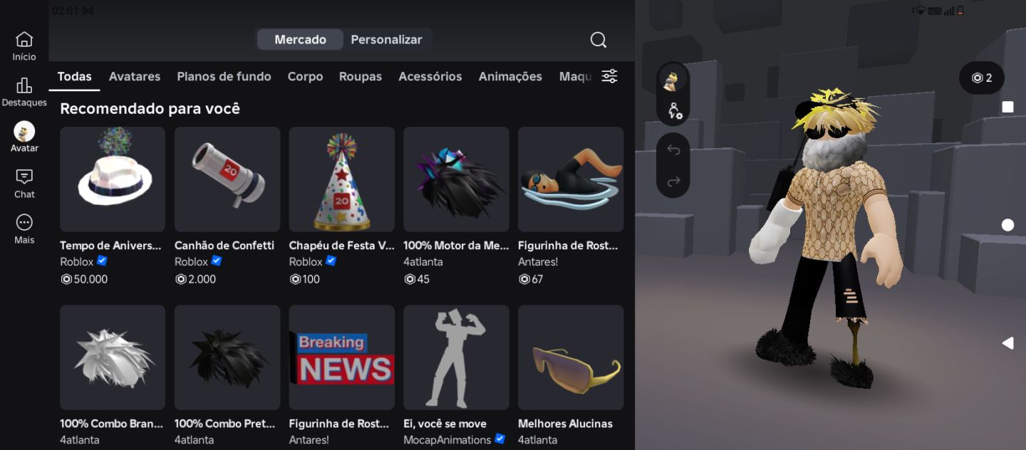 Conta de Roblox com skins