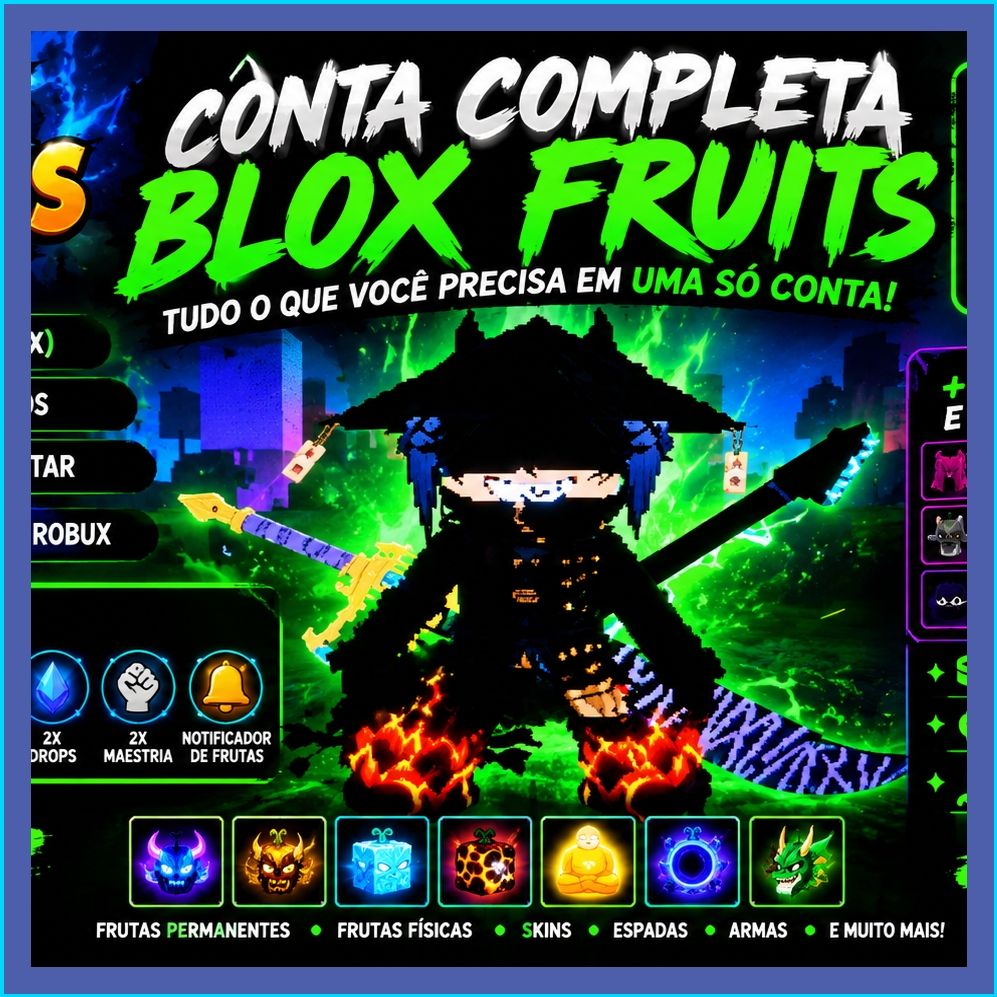CONTA DE ROBLOX BLOX FRUITS FRUTAS PERMANENTES DRAGON DOUGH TIGER É MAIS !!!
