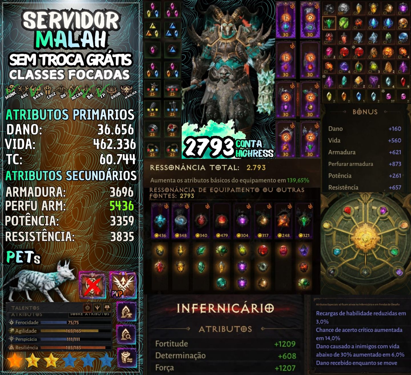 Conta diablo immortal 2.8k de resso + várias skins