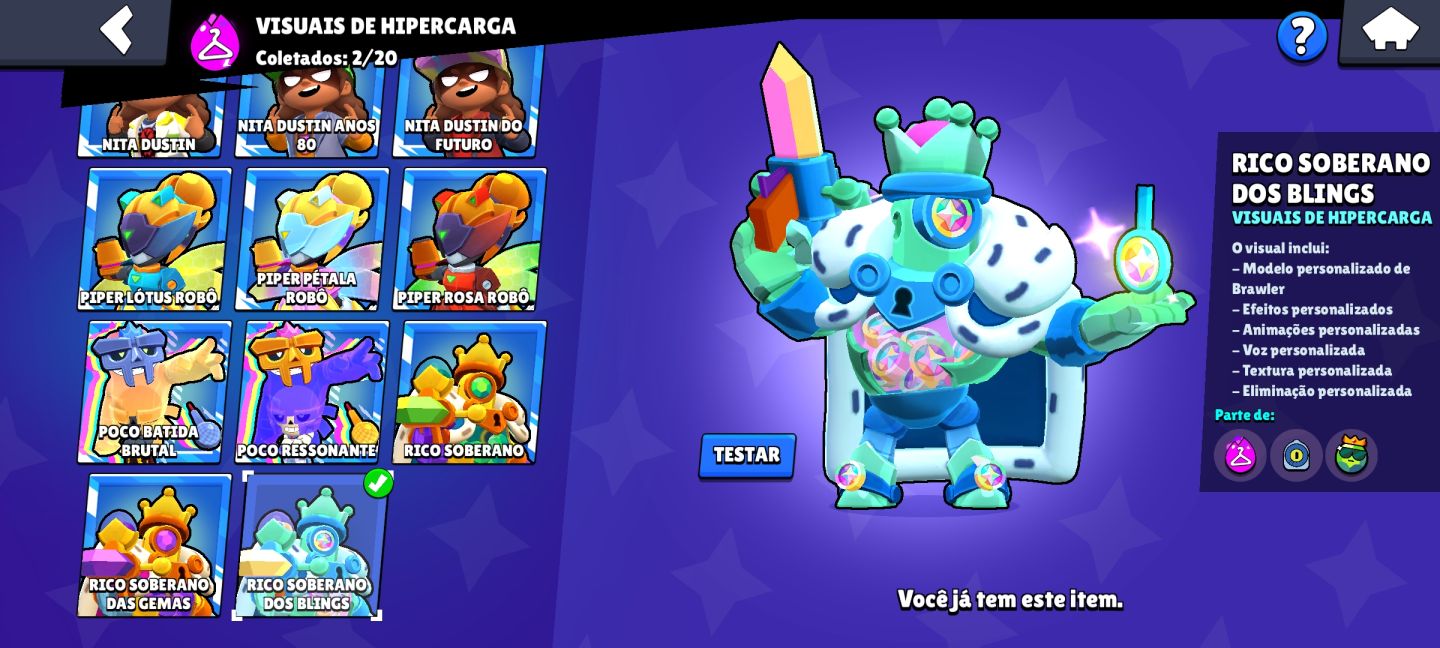 [BRAWL STARS] CONTA COM 75 BRAWLERS, 4 LENDÁRIOS, 9K DE TROFÉUS E VÁRIAS SKINS!