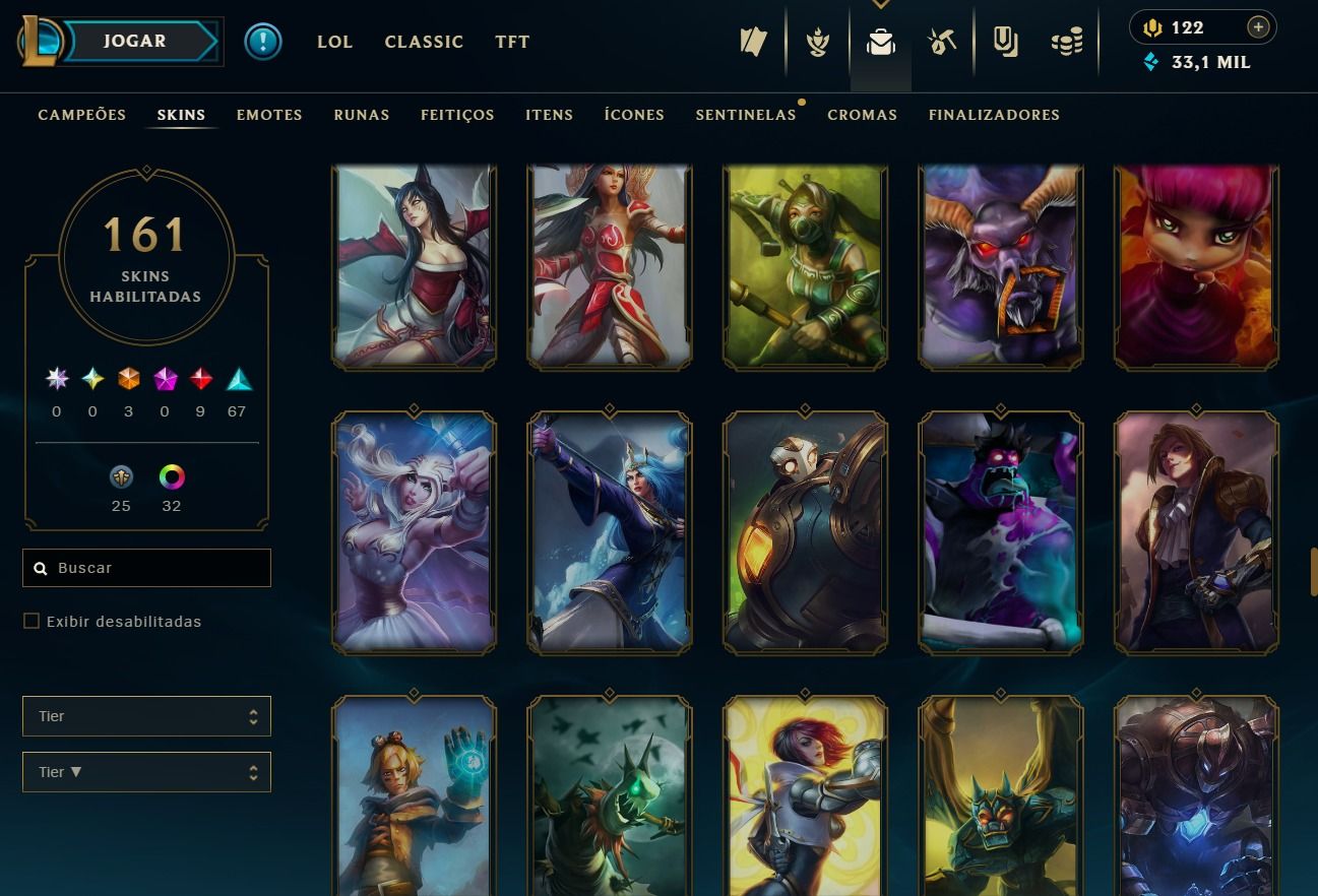 CONTA DE 2020 - 161 SKINS - LVL 259 - 123 CAMPEÕES - 33K DE EA - 32 CROMAS