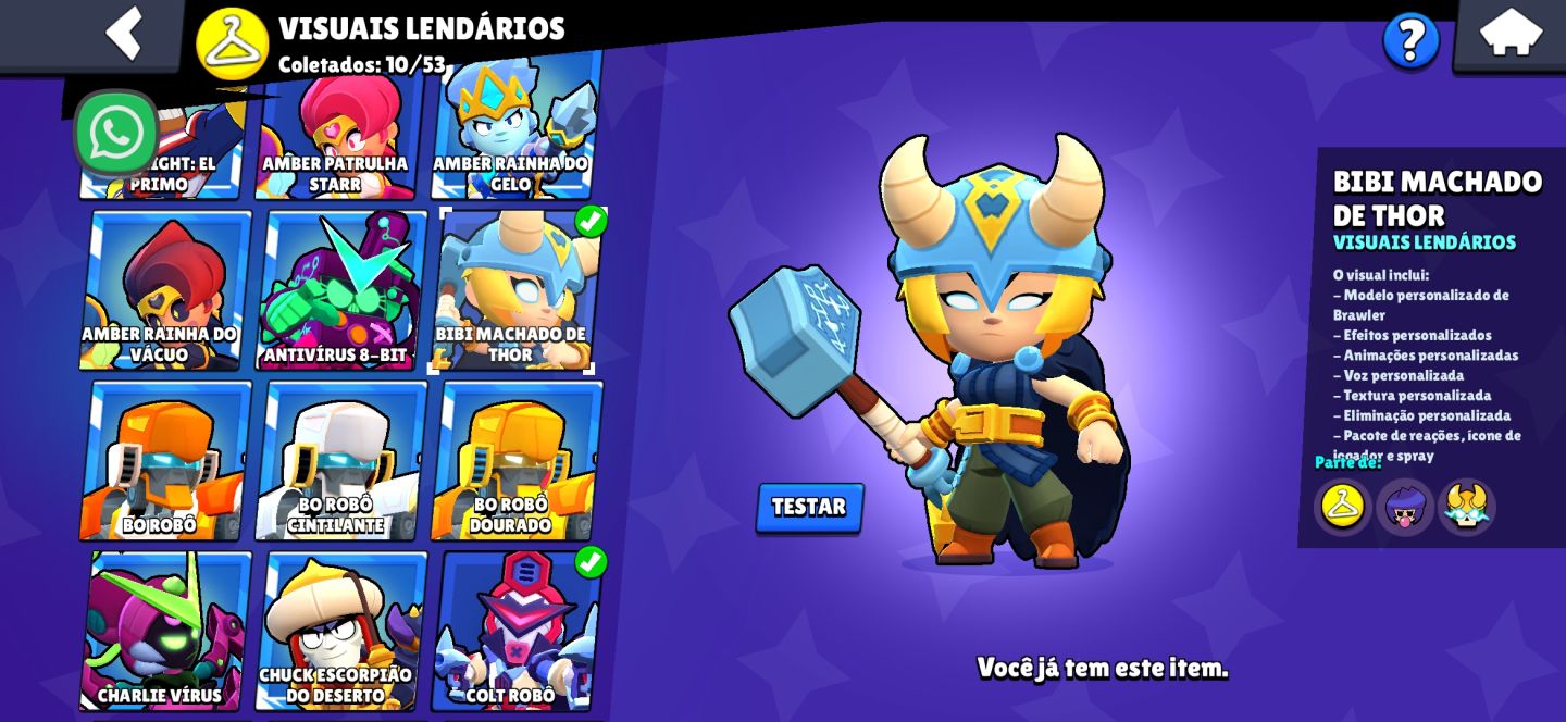 Conta brawl stars com muitas skins top, ideal pra vc que gostar de jogar brawl!!