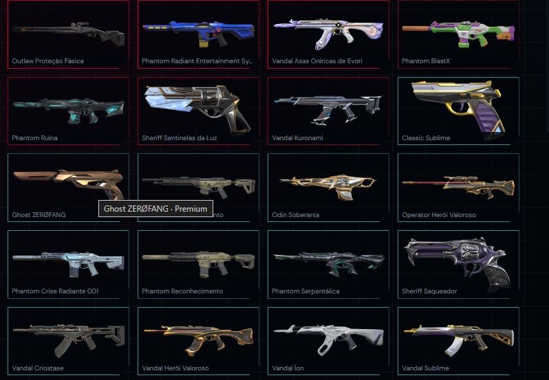 Conta de valorant com 107 skins e 8 facas